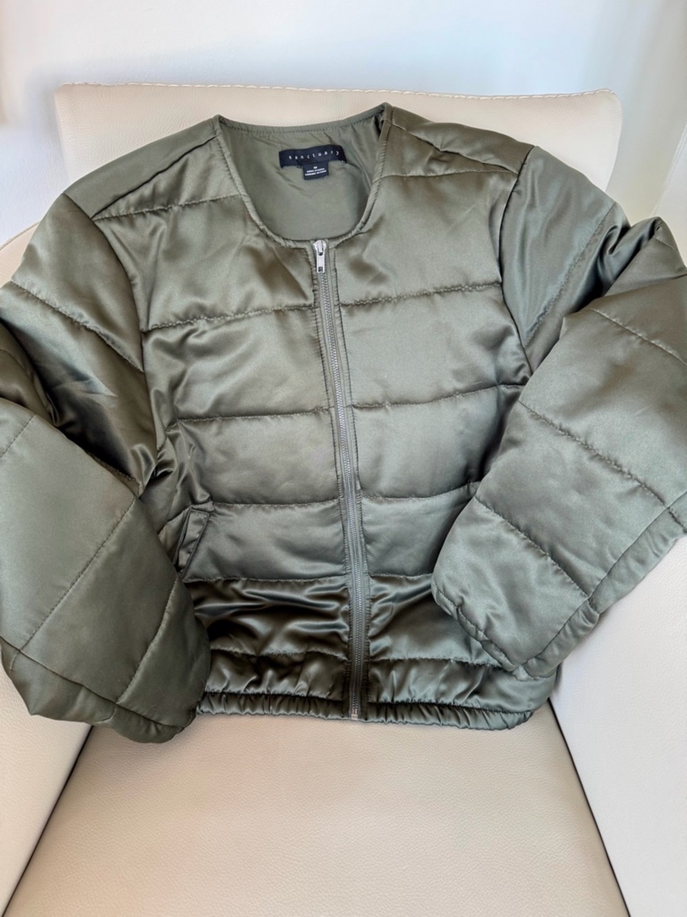 Sanctuary Olive Laila Satin Puffer Jacket